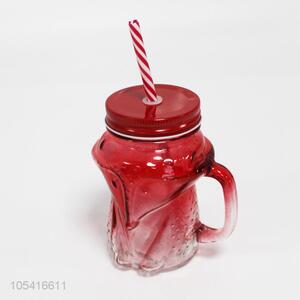 Superior quality popular 450ml glass cup with straw