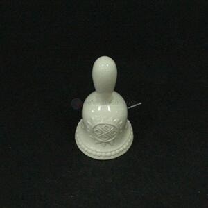 Factory directly sell ceramic crafts white ceramic ring bell porcelain hand bell