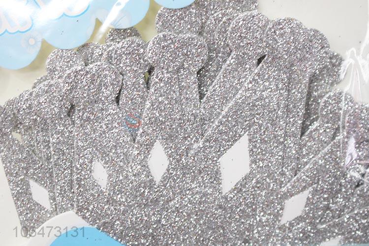 Top manufacturer glitter crowns birthday party string flag paper bunting