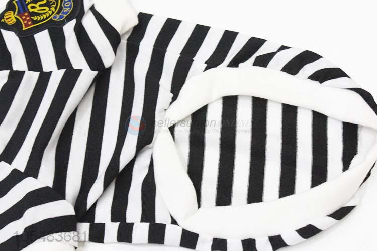 Bottom price white and black sripes pet coat dog apparel