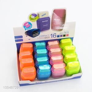 Professional factory supply school stationery sharpener+eraser