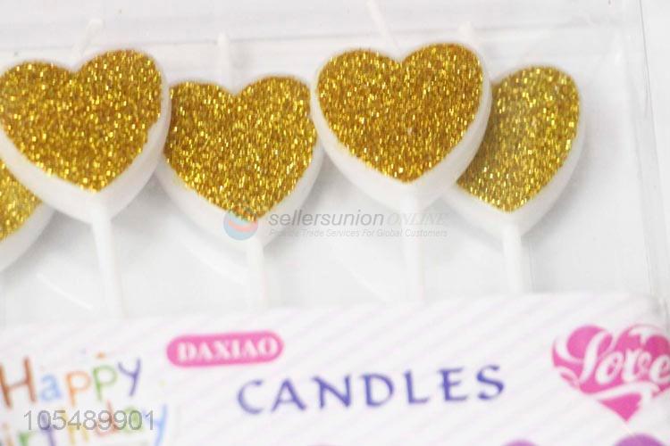 Popular Wholesale Gold Bling Love Heart Happy Birthday Candle