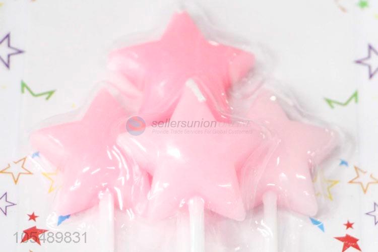 Wholesale Cheap Pink Color Star Sticks Birthday Candle