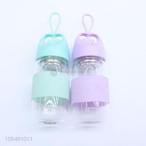 Good quality portable cute silicone glass water bottle