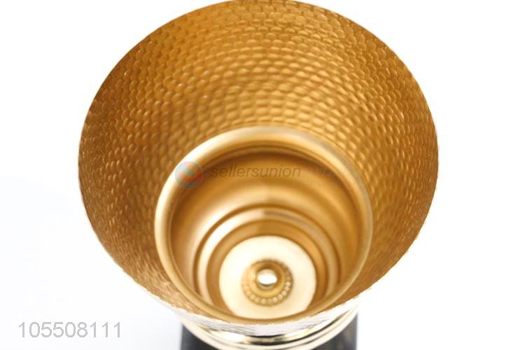 Factory directly sell indoor decoration golden iron vase with marble edge