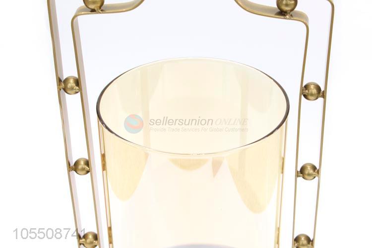 Cheap wholesale modern golden iron vase glass vase for home decor