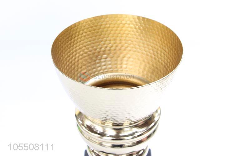 Factory directly sell indoor decoration golden iron vase with marble edge