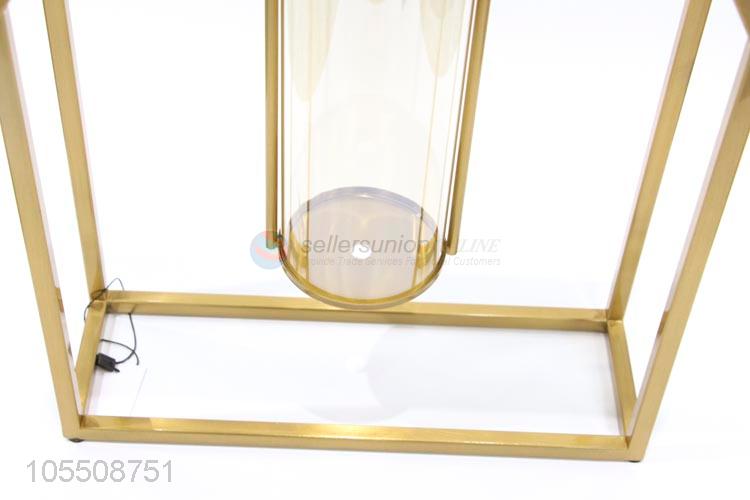 Bottom price indoor decoration golden iron vase glass flower vase