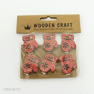 Cute Gloves Shape 6 Pieces Wooden Craft Clip