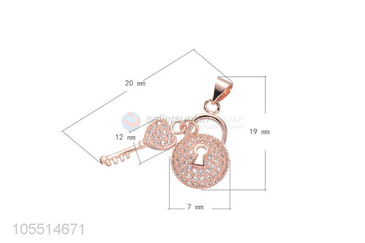 Fashion Lock And Key Diamond Pendant DIY Necklace Accessories