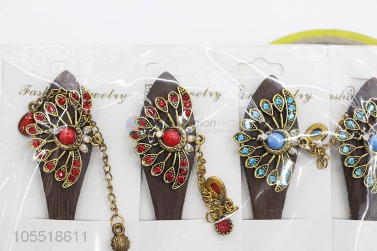 High Quality Hair Accessories Handmade Rhinestone Wooden Hairpin Jewelry