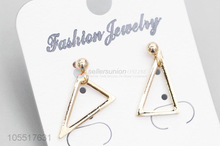 Popular Wholesale Fashion Jewelry Copper Plated Triangles Stud Earrings