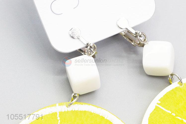 Superior Quality Fruit Shaped Earrings Design Lovely Lemon Shaped Earrings