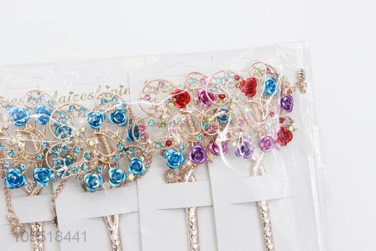 Wholesale Price Colorful Rhinestone Chignon Hairpin for Women