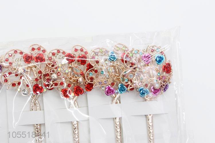 Wholesale Price Colorful Rhinestone Chignon Hairpin for Women