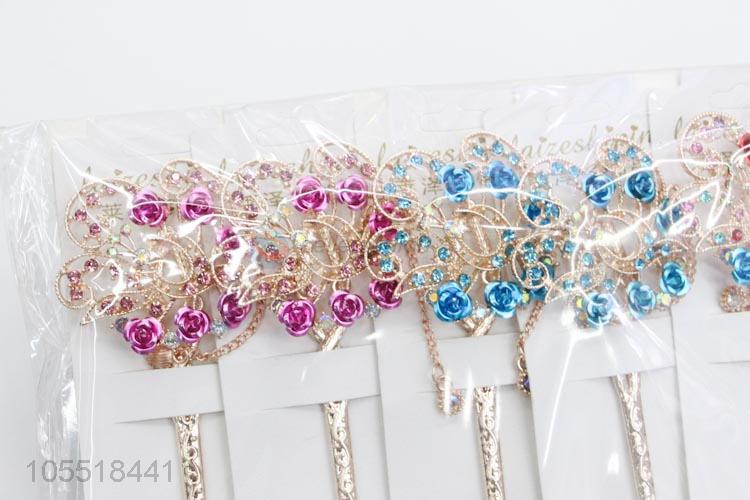 Wholesale Price Colorful Rhinestone Chignon Hairpin for Women