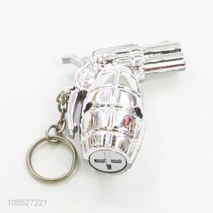 ODM factory silver grenade shape led flashlight with keychain