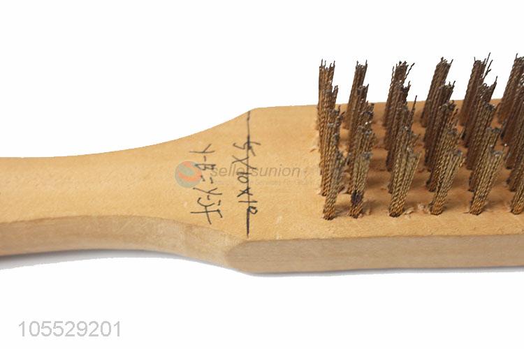 Latest design wooden handle steel wire brush rust removing brush