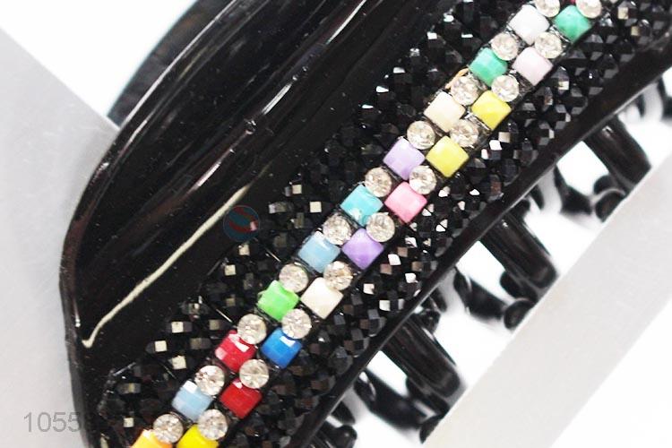 Factory Price Resin Women Hair Clip with Colored Diamond