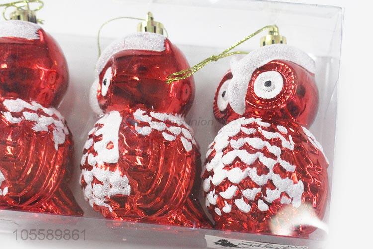 Best Quality 3 Pieces Plastic Owl Christmas Ornament Christmas Decoration