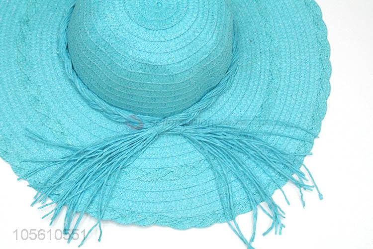 Cheap light blue women beach cap summer sun straw hat