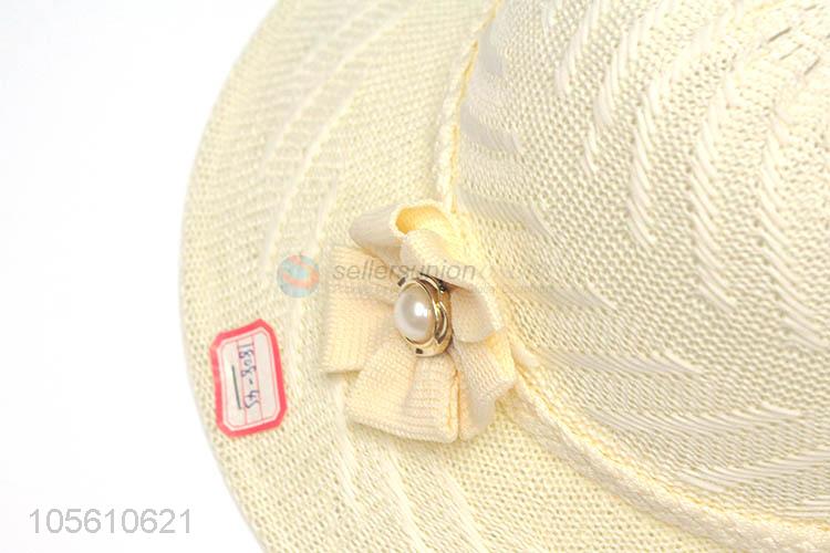 High class wide brim women straw hat summer beach cap