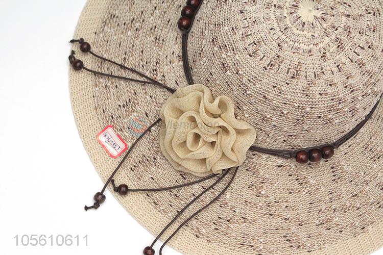 Bottom price women summer beach straw hat wide brim cap