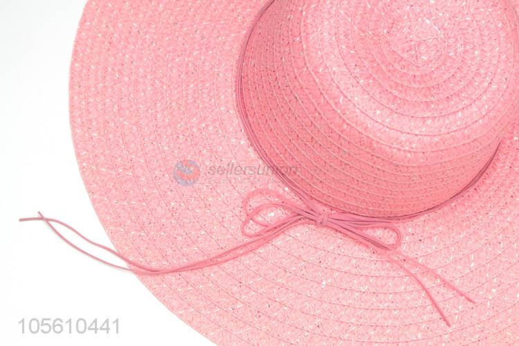 Hot selling colored lady sun caps straw beach hat for women