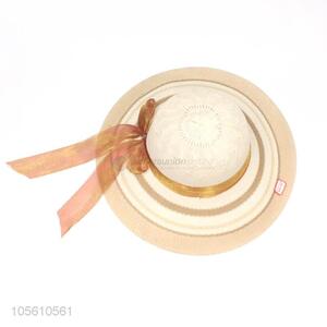 High sales lady sun caps women straw beach hat with ribbon