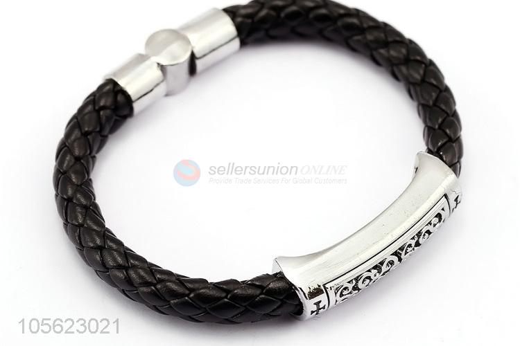 Simple Style Retro Punk Bracelet PU Leather Wristband