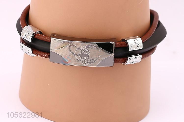 Good Sale PU Leather Retro Punk Bracelet Best Accessories