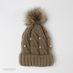 Fashion Fur Ball Pompon Beanies Women Hats Knitted Caps