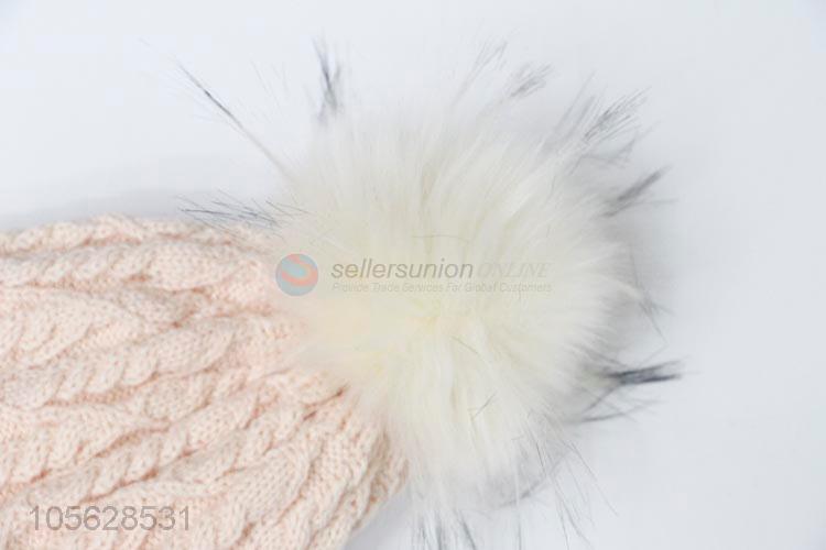 Custom Acrylic Knitted Cap Ladies Winter Warm Hat