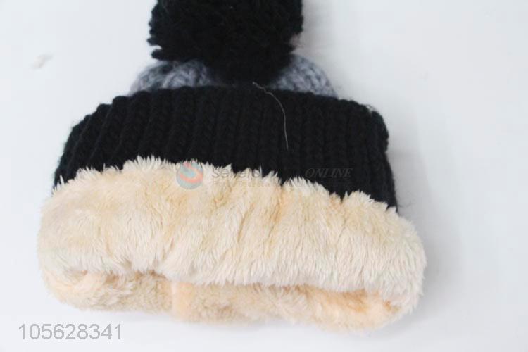 Popular Ladies Knitted Caps Winter Warm Pompon Beanies Cap