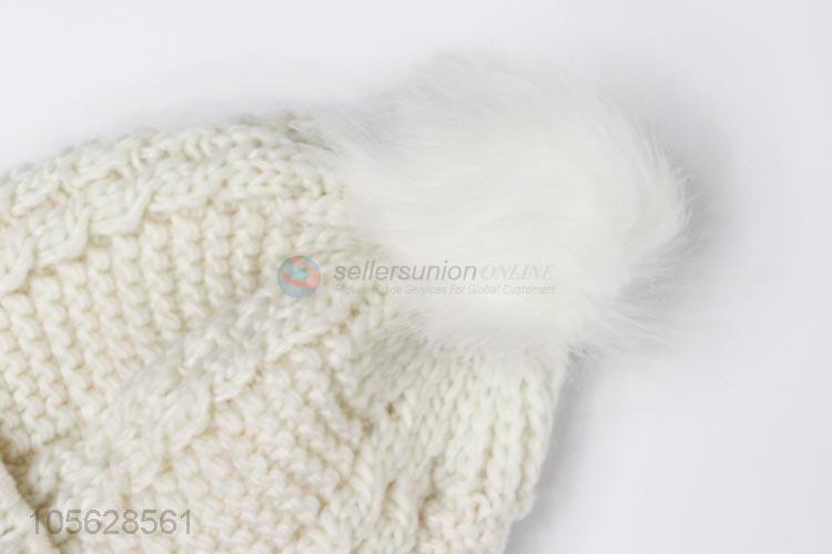 Good Quality Ladies Pompon Beanies Cap Winter Hat