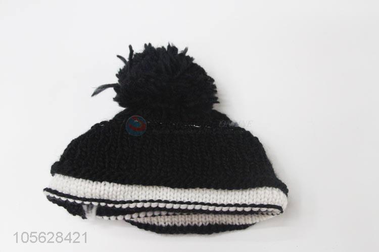 Custom Pom Pom Knitted Cap Ladies Winter Warm Hat