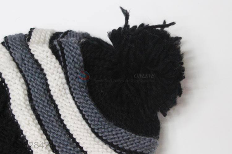 Custom Pom Pom Knitted Cap Ladies Winter Warm Hat