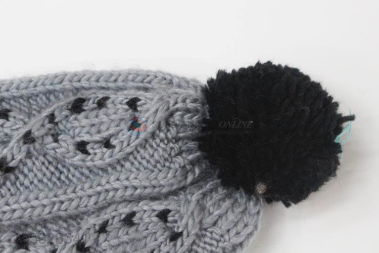 Popular Ladies Knitted Caps Winter Warm Pompon Beanies Cap