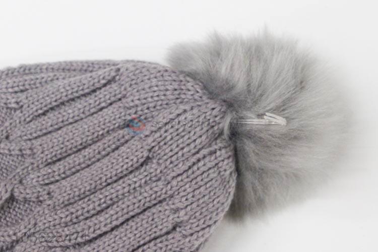 Top Quality Winter Knitted Beanies Cap With Fur Ball