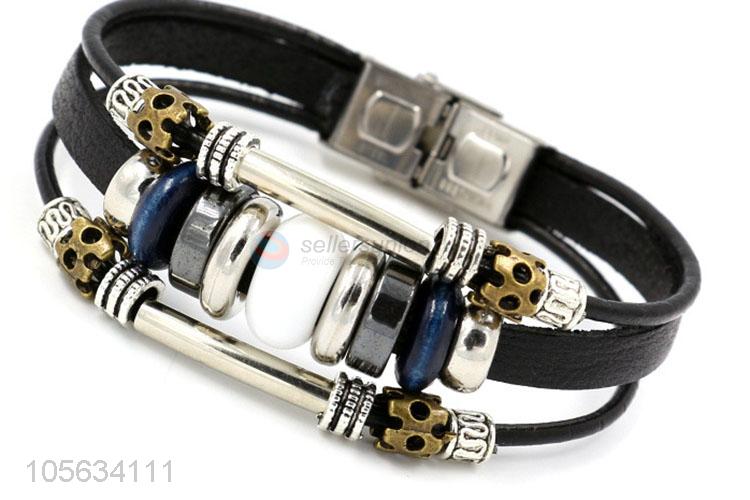 Cheap wholesale retro leather bracelet charms bracelets for men