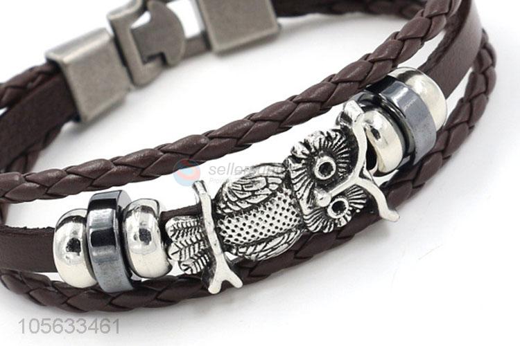 Wholesale cheap fashion charm custom men braided leather handmade bracelet