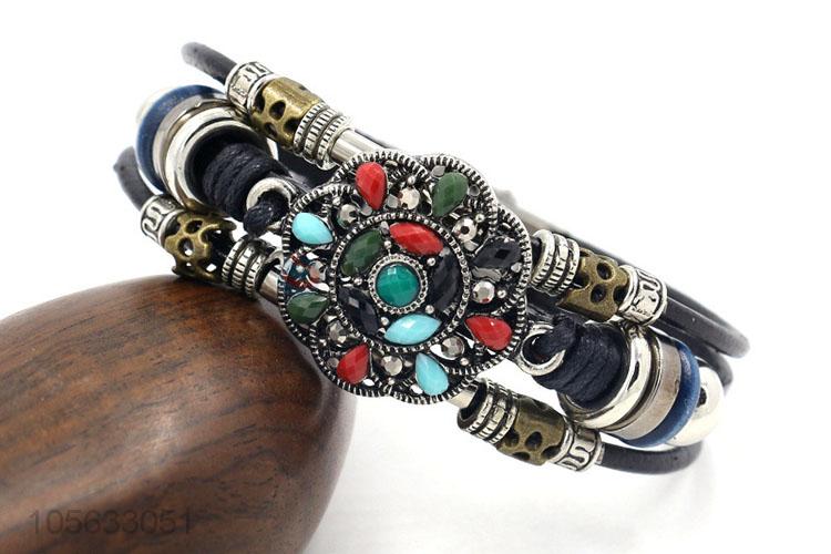 Most popular multilayer leather braid bracelet retro mens bracelets