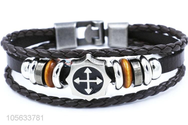 Top quality cheap mens favor handmade retro braided rope bracelet