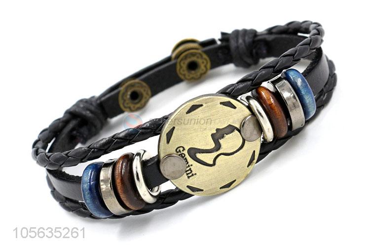 Top selling fashion charm custom men braided leather handmade bracelet