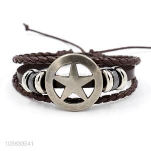 Direct factory supply multilayer leather braid bracelet retro mens bracelets