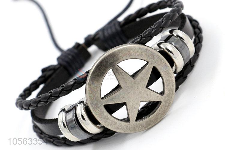 Direct factory supply multilayer leather braid bracelet retro mens bracelets