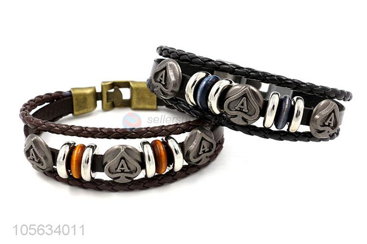 Best selling retro leather braided bracelet charms bracelets for men