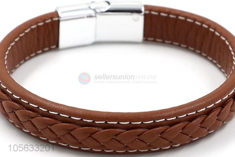 Excellent quality handmade retro browns braided leather bracelet for men