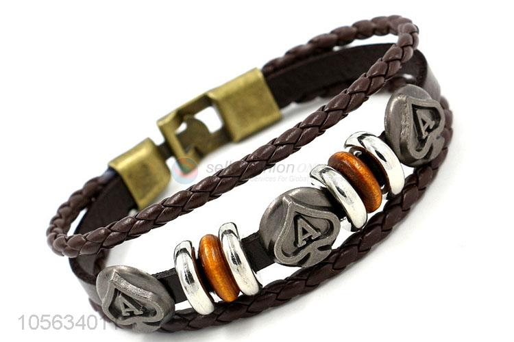 Best selling retro leather braided bracelet charms bracelets for men