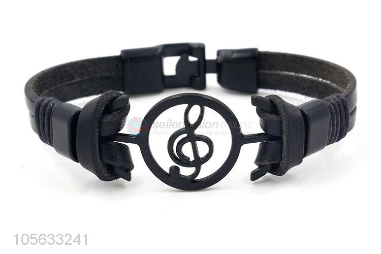 Factory customized retro punk men leather bracelet alloy charms bracelet